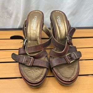 Cordani Brown Leather Wedge Platform Heel
